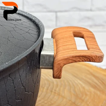 قابلمه 28 آنتیک دسته چوبی گرانیتی مشکی هاناتک - Image 4