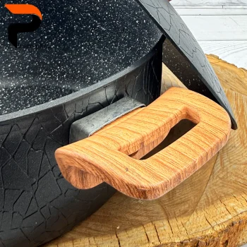 قابلمه 28 آنتیک دسته چوبی گرانیتی مشکی هاناتک - Image 5