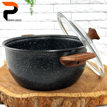 قابلمه 28 ونیز دسته چوبی درب پیرکس مشکی هاناتک - Image 6