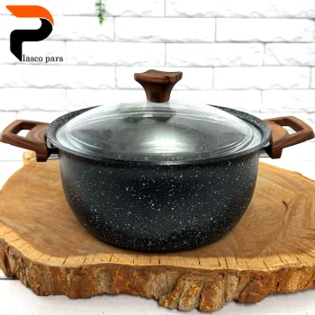 قابلمه 28 ونیز دسته چوبی درب پیرکس مشکی هاناتک - Image 5