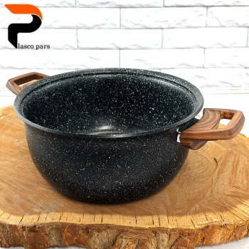 قابلمه 28 ونیز دسته چوبی درب پیرکس مشکی هاناتک - Image 4