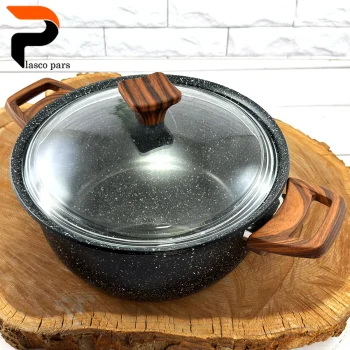 قابلمه 28 ونیز دسته چوبی درب پیرکس مشکی هاناتک - Image 3