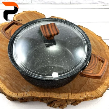 قابلمه 28 ونیز دسته چوبی درب پیرکس مشکی هاناتک - Image 2