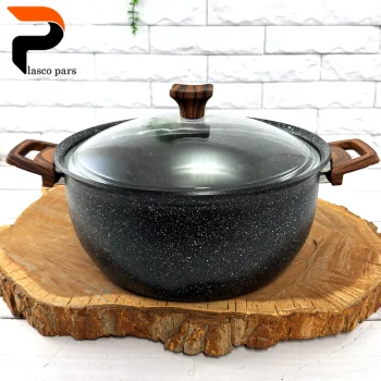 قابلمه 28 ونیز دسته چوبی درب پیرکس مشکی هاناتک