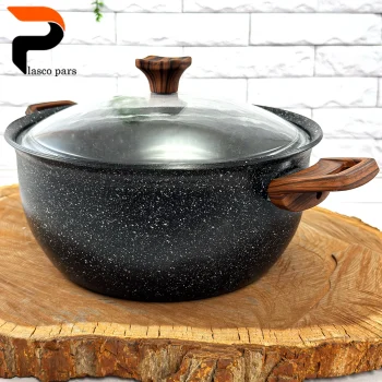 قابلمه 28 ونیز دسته چوبی درب پیرکس مشکی هاناتک - Image 11