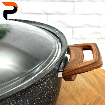 قابلمه 28 ونیز دسته چوبی درب پیرکس مشکی هاناتک - Image 10