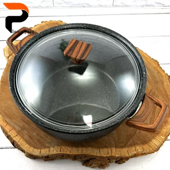 قابلمه 28 ونیز دسته چوبی درب پیرکس مشکی هاناتک - Image 9