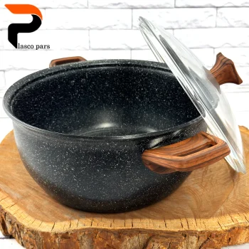 قابلمه 28 ونیز دسته چوبی درب پیرکس مشکی هاناتک - Image 7