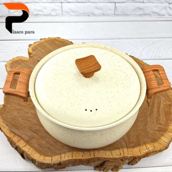 قابلمه 24 دسته چوبی گرانیتی کرمی هاناتک - Image 6