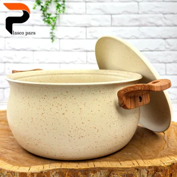 قابلمه 24 دسته چوبی گرانیتی کرمی هاناتک - Image 5