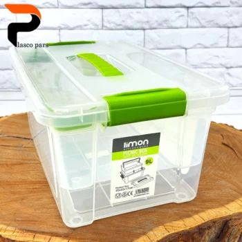 باکس مستطیل 9 لیتری با مخزن یخ دسته دار لیمون