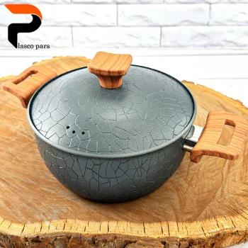 قابلمه 20 آنتیک دسته چوبی گرانیتی طوسی هاناتک - Image 6