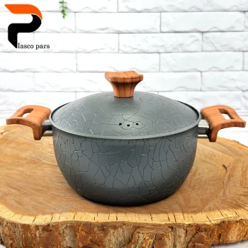 قابلمه 20 آنتیک دسته چوبی گرانیتی طوسی هاناتک - Image 7