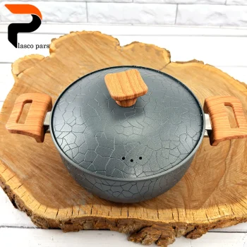 قابلمه 20 آنتیک دسته چوبی گرانیتی طوسی هاناتک - Image 8