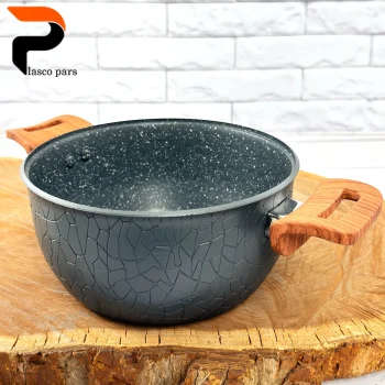 قابلمه 20 آنتیک دسته چوبی گرانیتی طوسی هاناتک - Image 2