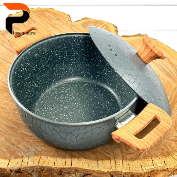 قابلمه 20 آنتیک دسته چوبی گرانیتی طوسی هاناتک - Image 4