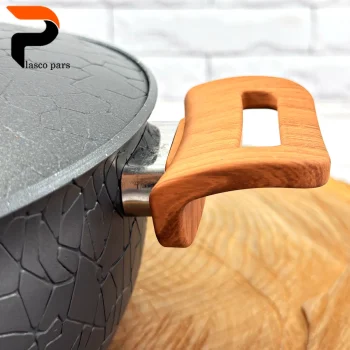 قابلمه 24 آنتیک دسته چوبی گرانیتی طوسی هاناتک - Image 6