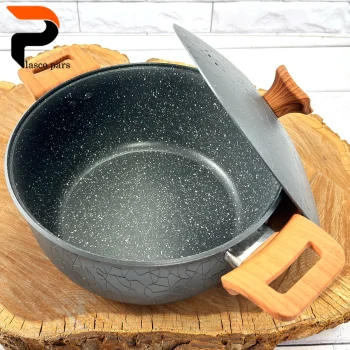 قابلمه 24 آنتیک دسته چوبی گرانیتی طوسی هاناتک - Image 5