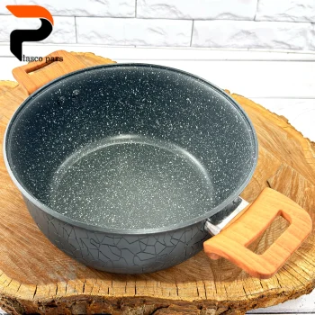 قابلمه 24 آنتیک دسته چوبی گرانیتی طوسی هاناتک - Image 4