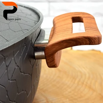 قابلمه 28 آنتیک دسته چوبی گرانیتی طوسی هاناتک - Image 4