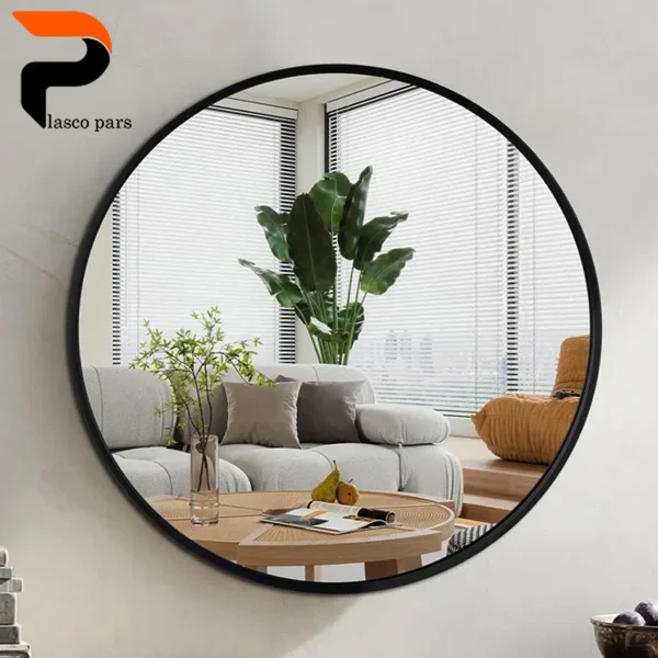 آینه گرد آلومینیوم مشکی متوسط ارغوان اطلس