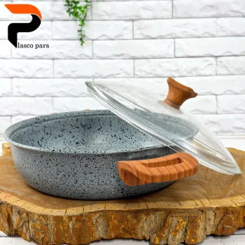 تابه 28 ونیز دودسته دسته چوبی درب پیرکس طوسی هاناتک - Image 7