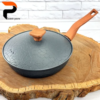 تابه 24 تکدسته آنتیک دسته چوبی گرانیتی طوسی هاناتک