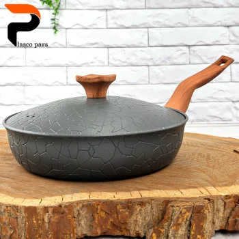 تابه 24 تکدسته آنتیک دسته چوبی گرانیتی طوسی هاناتک - Image 7