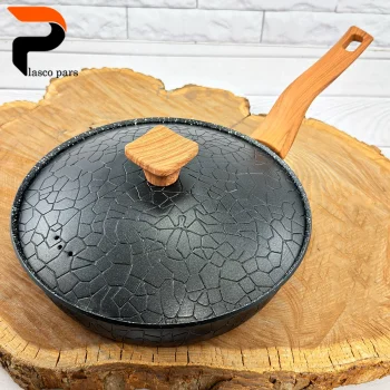 تابه 24 تکدسته آنتیک دسته چوبی گرانیتی مشکی هاناتک - Image 4