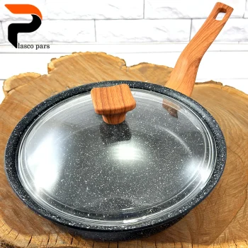 تابه 24 ونیز تکدسته دسته چوبی درب پیرکس مشکی هاناتک - Image 4