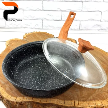 تابه 24 ونیز تکدسته دسته چوبی درب پیرکس مشکی هاناتک - Image 2