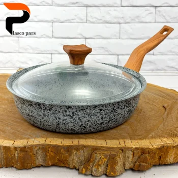 تابه 24 ونیز  تکدسته دسته چوبی درب پیرکس طوسی هاناتک - Image 7