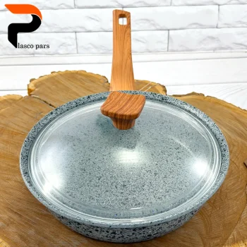 تابه 24 ونیز  تکدسته دسته چوبی درب پیرکس طوسی هاناتک - Image 2