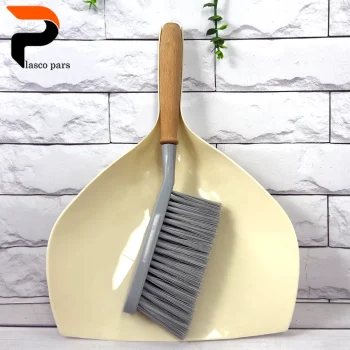 جاروب خاک انداز دستی دسته چوبی دینا