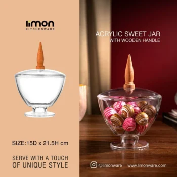 شکلات خوری پایه دار دسته چوبی لیمون - Image 4