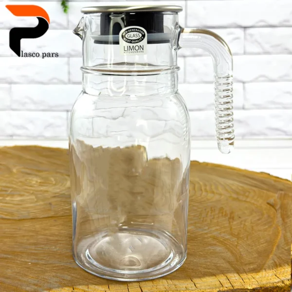 پارچ شیشه ای 1 لیتر درب استیل لیمون