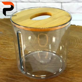 جا دستمال رولی رومیزی شفاف درب بامبو