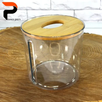 جا دستمال رولی رومیزی شفاف درب بامبو - Image 3