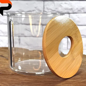 جا دستمال رولی رومیزی شفاف درب بامبو - Image 2