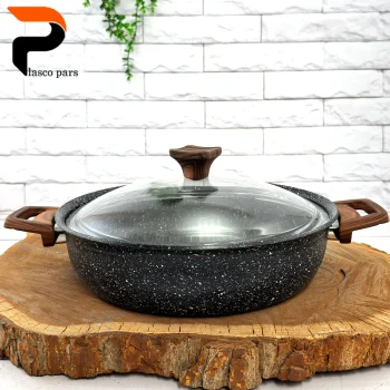 تابه 28 ونیز دودسته دسته چوبی درب پیرکس مشکی هاناتک - Image 3