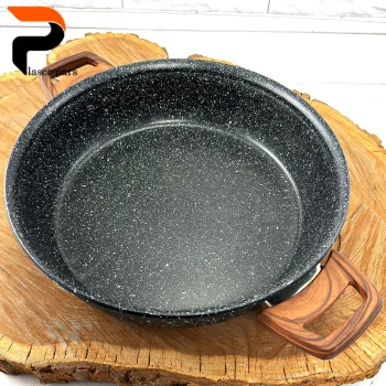 تابه 28 ونیز دودسته دسته چوبی درب پیرکس مشکی هاناتک - Image 4