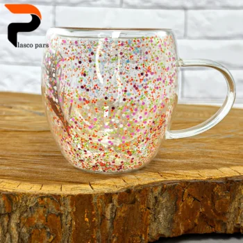 لیوان پیرکس دوجداره نگین دار - Image 3