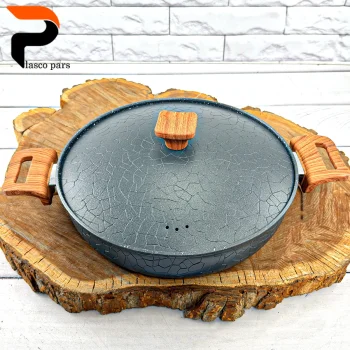 تابه 28 دودسته آنتیک دسته چوبی گرانیتی طوسی هاناتک - Image 5