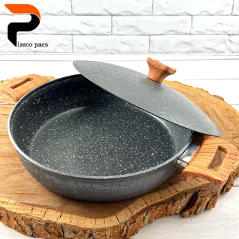 تابه 28 دودسته آنتیک دسته چوبی گرانیتی طوسی هاناتک - Image 7