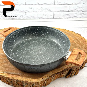 تابه 28 دودسته آنتیک دسته چوبی گرانیتی طوسی هاناتک - Image 4