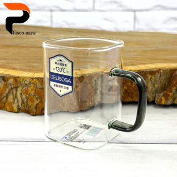 لیوان پیرکس مربع کوتاه دسته رنگی - Image 3