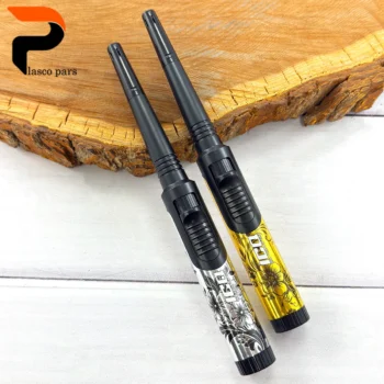 فندک بلند ته گرد طلایی نقره ای ICQ