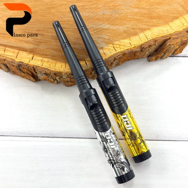 فندک بلند ته گرد طلایی نقره ای ICQ