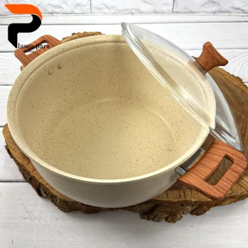 قابلمه 28 ونیز دسته چوبی درب پیرکس کاپوچینو هاناتک - Image 5