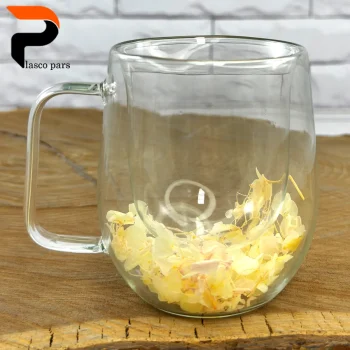 لیوان پیرکس دوجداره گلدار 350 میل - Image 2